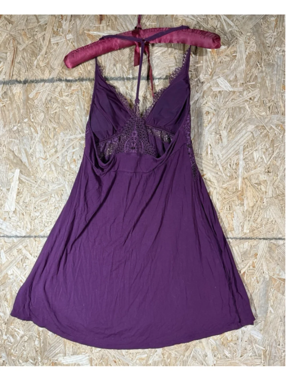 Victoria’s Secret Purple Lace Mesh Halter Babydoll Chemise Lingerie M